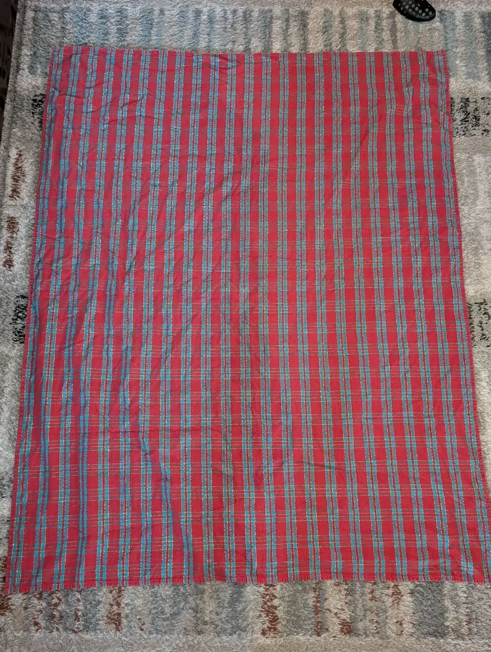 Christmas Themed Rectangular Tablecloth Red Green Plaid 62